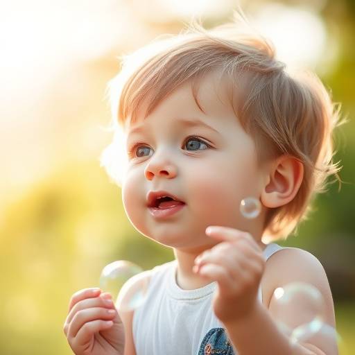 Photo d'un enfant jouant avec des bulles de savon