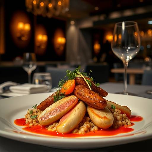 Photographie culinaire mettant en valeur un plat gastronomique franäais dans un restaurant étoilé